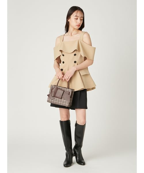 FRAY Ruel Ribbon Middle Bag FWGB254305 BRW F I.D. (Check)