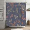 Elegant Floral Shower Curtain Rustic Boho Decor for Bathroom Orange Gray Fabric Shower Panels with Rod Set (69x72)