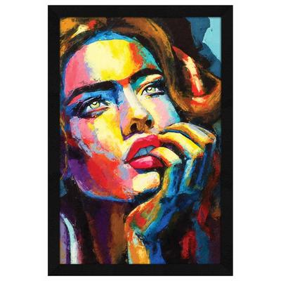 Gerahmtes Wandgemälde mit dem Motiv „Frauen“, Wanddekoration für Wohnzimmer, Salon, 30,5 x 45,7 cm, Kunstholz, Papier, 1er-Set