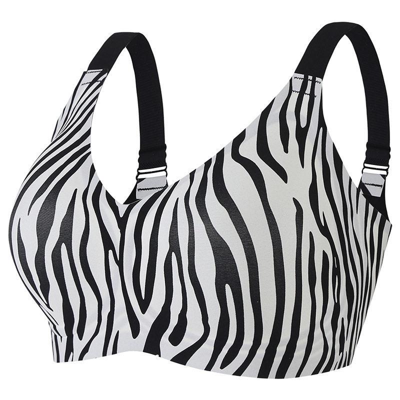 Plus Size Leopard Print Wireless Bra Push Up Back Support Full Cup Bra