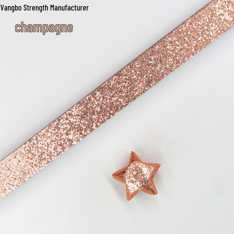 Silver Star Origami Paper Strips with Rhinestones Glitter - Pastel Colors for Lucky Five-Pointed Stars.