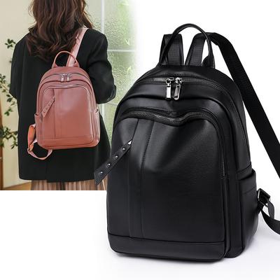 Leisure Backpack for Women, New Korean Version Versatile, Large Capacity Soft Leather Student Backpack, Simple Travel Backpack for Women