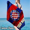Custom Name Hajduk Split Football Beach Towel - Soft, Ultra-Absorbent Microfiber, Lightweight, Perfect for Beach, Parties, Travel, Camping