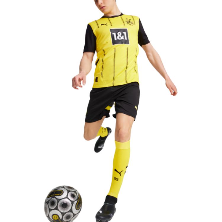 Puma Borussia Dortmund 2024-2025 Season SS24 Quick-Dry Slim-Fit Short-Sleeve Soccer Jersey Men Tops Yellow 774946-01