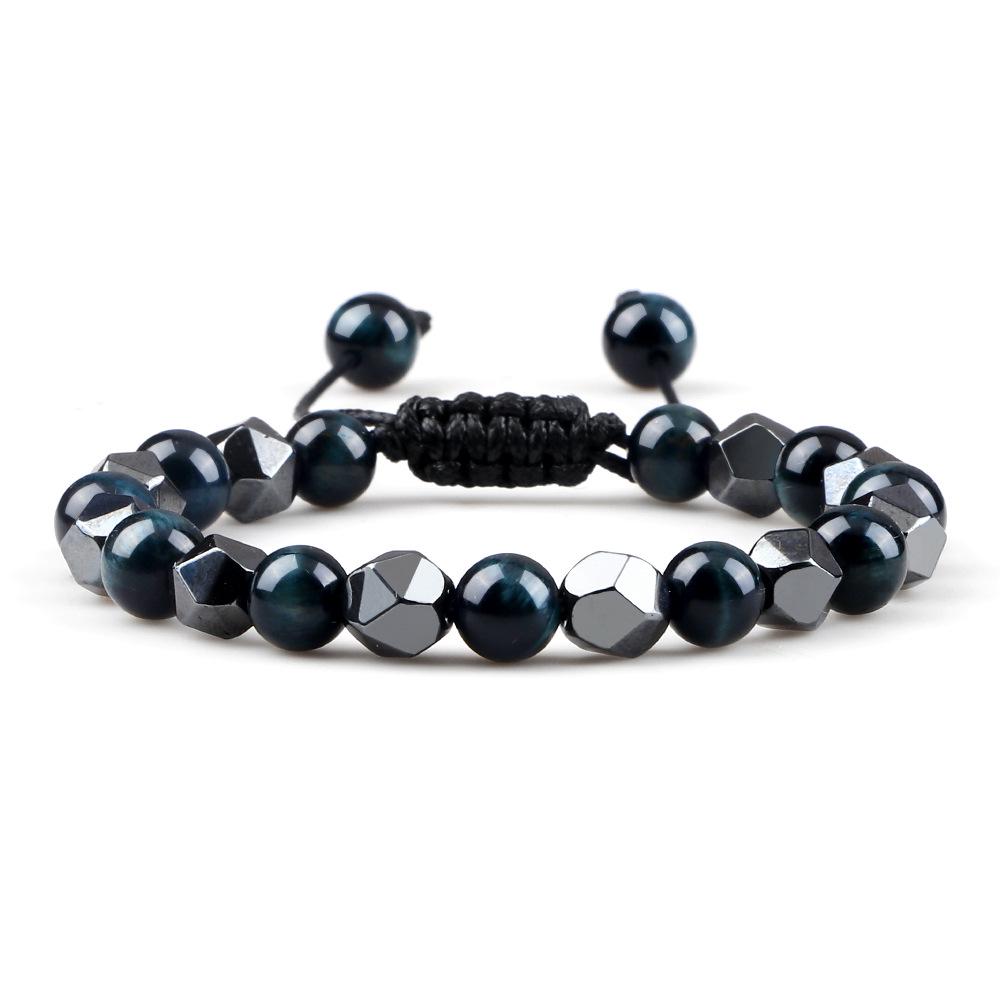 Obsidian Tigerauge & Schwarzer Achat Lavastein Armband