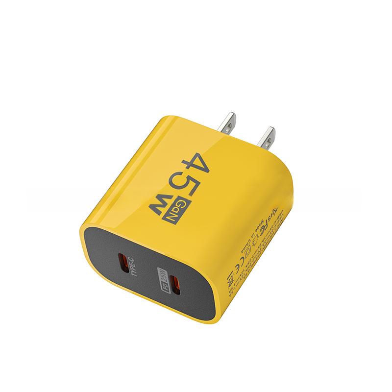 

45W Dual Type-C Phone Charger For Iphone For Samsung Xiaomi Huawei Realme Pd Fast Charging Universal Tablet Pad Power Adapter US-Plug