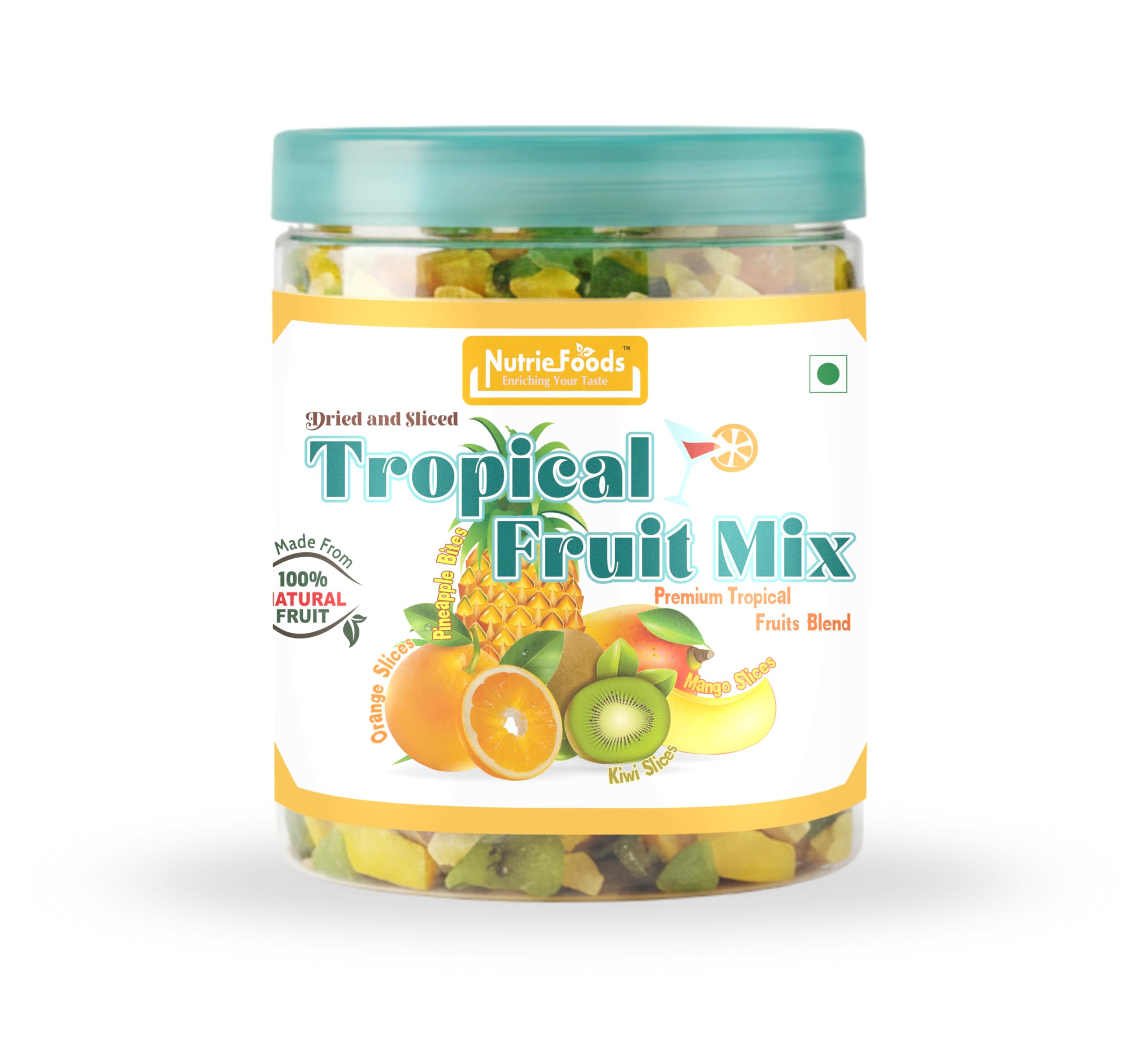 

Nutriefoods Premium Tropical Dried Fruit Mix - Blend of Dried Mango, Kiwi, Pineapple, and Oranges (250gm)