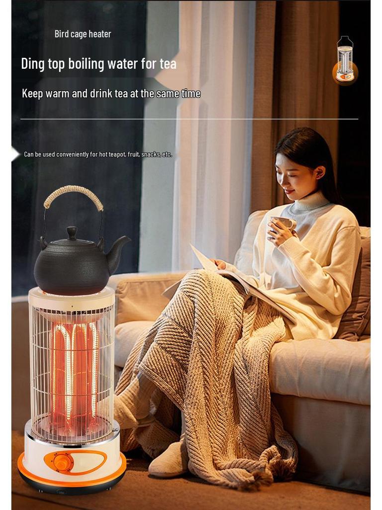Compact Electric Birdcage Heater: Energy-Saving Fire Pit for Home & Office, Fast Tea Brewing & Efficient Heating