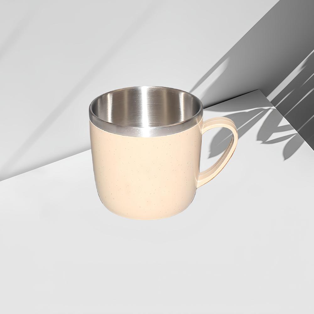 Tazze in Acciaio Inossidabile a Doppio Strato Antiscottatura Manico in Plastica Tazza per Caffè Latte Tè Bevande Acqua per Casa Ufficio Bicchiere
