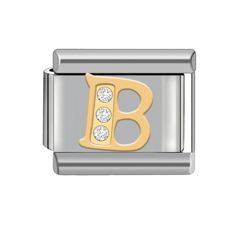 

9-миллиметровый итальянский браслет с подвесками: Съемный модуль Diamond Letter с эластичным ремешком для часов для женщин 2300060