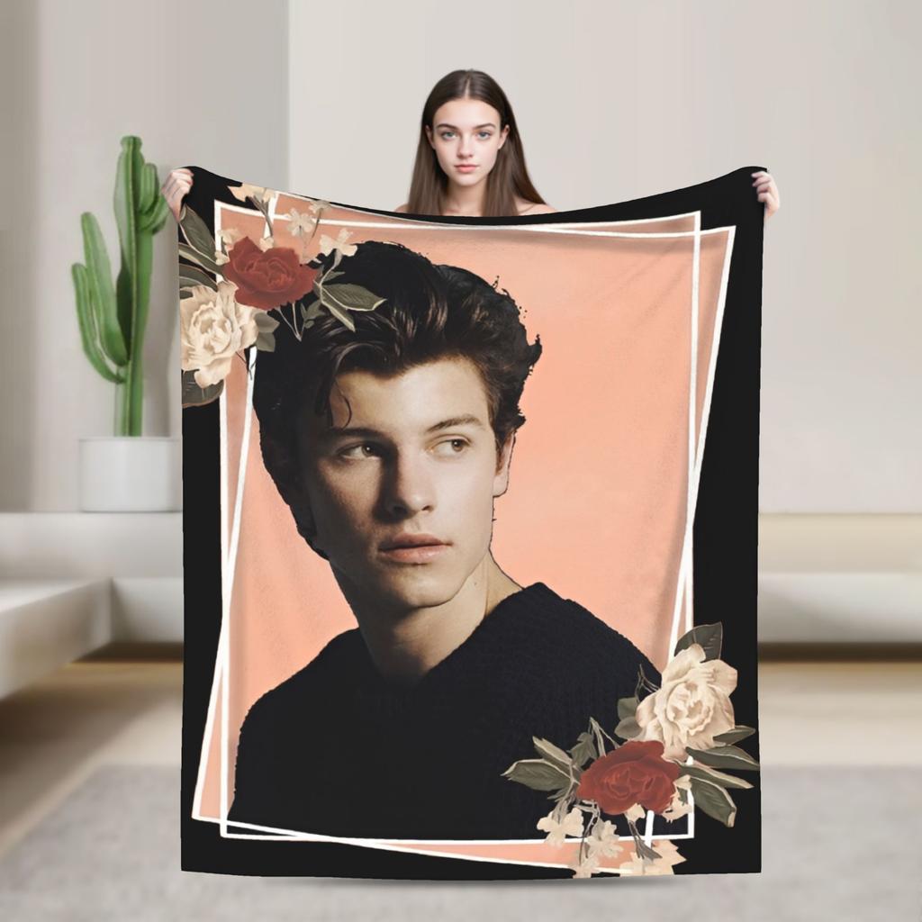 Warm Blanket Adult Decorative Rapper Shawn Mendes Throw Blanket Flannel Bedspread For Couch Chair Street Trend Sofa Bed Cover