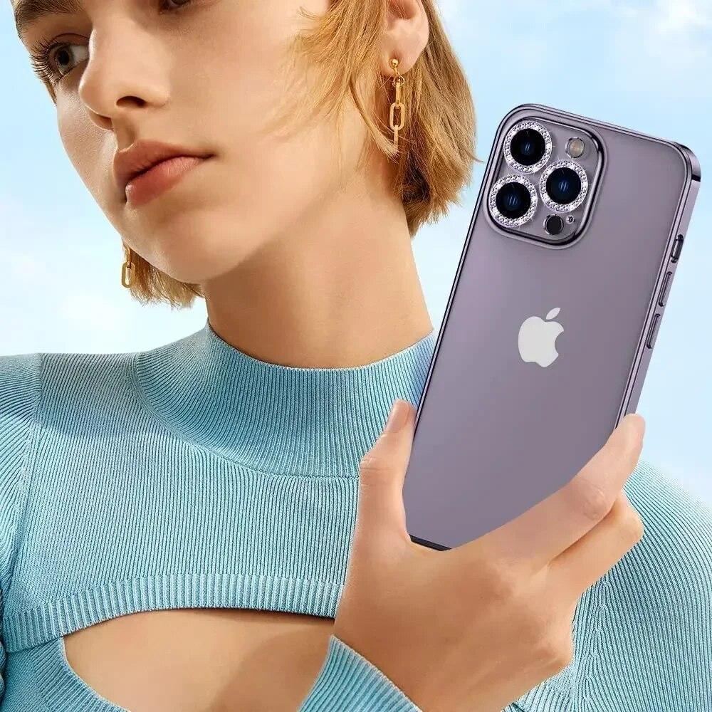 Linse Metal Ring Protector Glass For iPhone 11 12 13 14 15 Pro Max Mini Kamera Linsebeskyttelse For iPhone 14/15 Plus Kamera Film