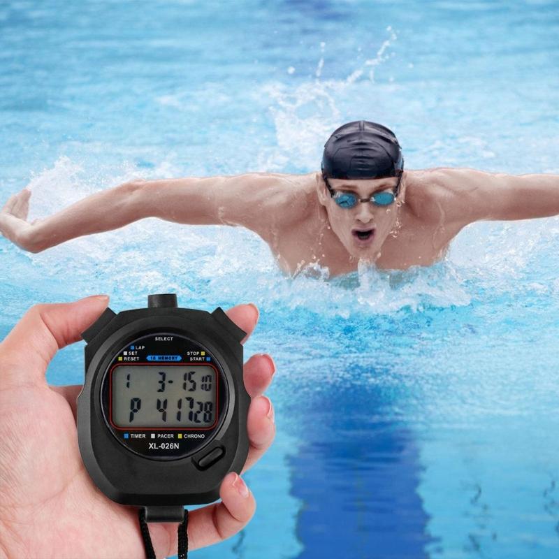 Double Screen Digital Stopwatches with 10 Lap Recorder Sweatproof Design Lightweight ABS Material for Athletic Timing