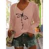 Women's V-Neck Long-Sleeve T-Shirt - Layering Basic with Medium-Stretch Fabric, Opaque Casual Blouse for Spring Summer Fall,