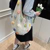Women Flower Knitted Shoulder Bag  Handbag Lightweight Crochet Tote Bag Casual Top Handle Bag Outdoor Travel Bag