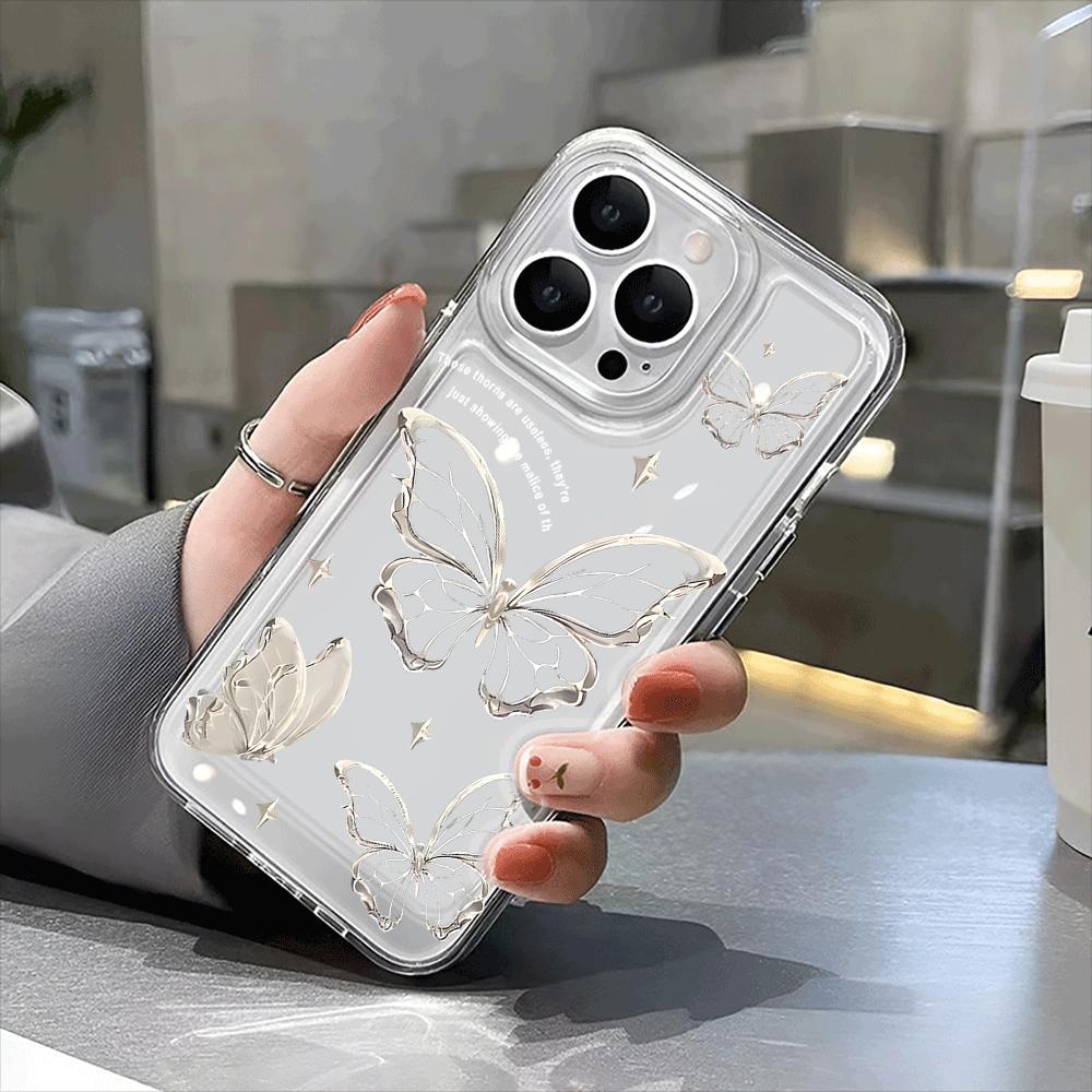 Butterfly pattern transparent case,suitable for iPhone 16 Pro Max 13 12 11 X XR XS Max 7 8 14 15 Plus series