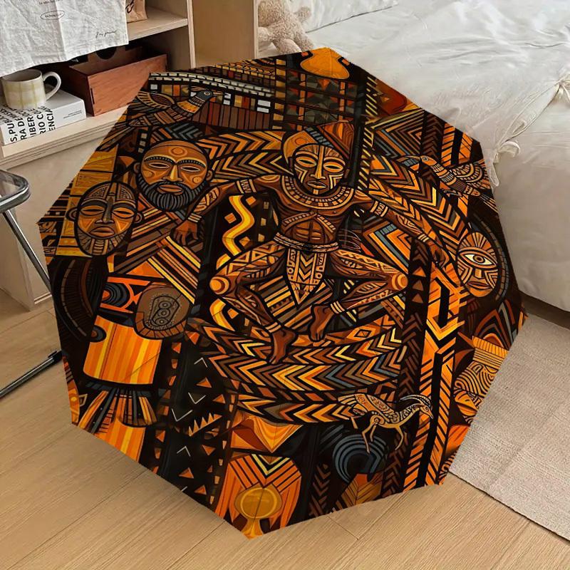 1PC African Culture Umbrella-8-Rib Reinforced Portable Folding Travel Suitable for All Seasons Outdoor Daily Use Is an Ideal Choice -K0372
