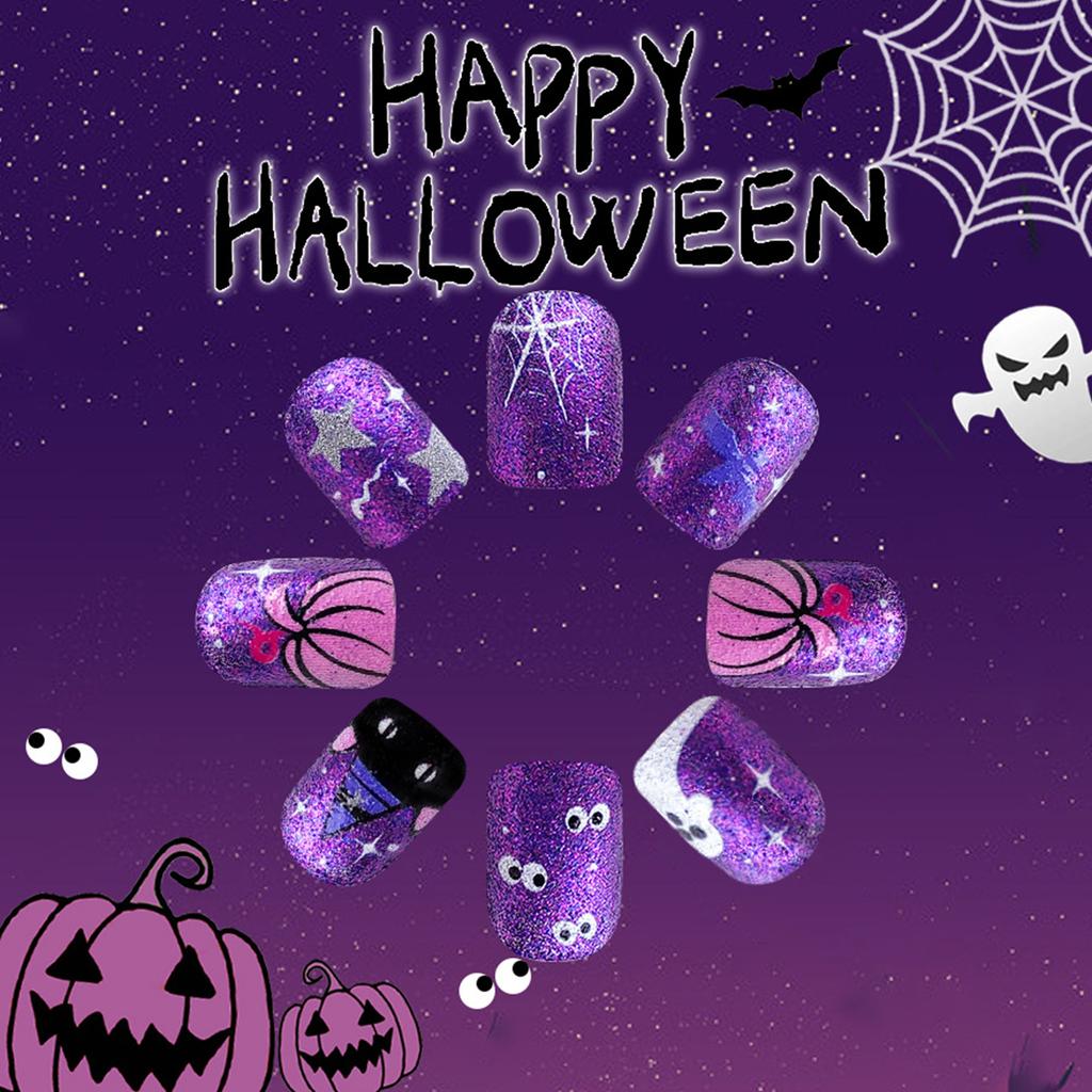 Halloween False Nail Plastic Nail Stickers Featuring Ghostly Bat Pumpkin Designs For Costume Party Beauty Access