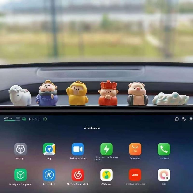 6Pcs Car Mounted Ornament Office Desk Cartoon Cute Workstation Journey To The West Wukong Master Disciple Small Ornament