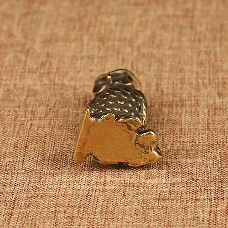 Retro Copper Animal Tea Pet Retro Brass Owl Ornaments Miniature Statues Desktop Decorations Decoration Crafts Keychain Pendant