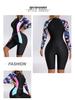 2025 Damen Floral Langarm Bodysuit Badeanzug mit Fünf-Punkt-Hose