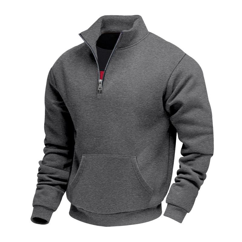 2026 Autumn and Winter New Loose Retro Casual Stand Collar Zipper Commuting Pocket Sweatshirt M