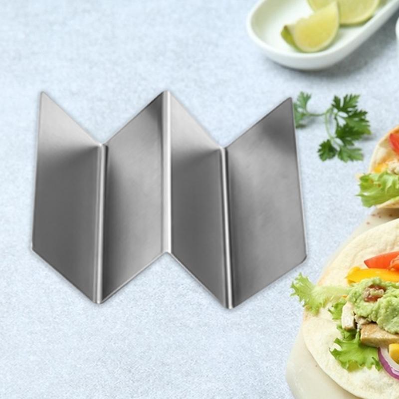 Taco Holder Stand Stainless Steel Tray W-Shaped Taco Holder Kitchen Dining Room Cafeteria Rustproof Taco Holder Space-Saving