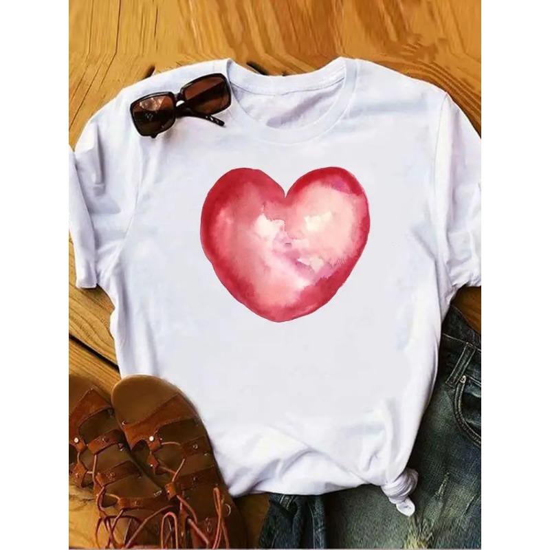 Women Female Graphic Tee Clothes Ladies Peace and Love Vintage Watercolor Summer T Clothing Print Fashion Tshirts Short Sleeve