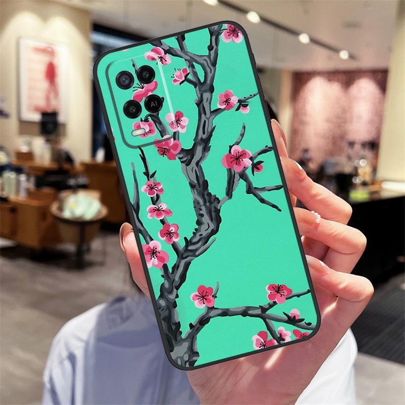 Cherry Blossom Floral Case For Oppo A40 A60 A80 A18 A38 A58 A78 A98 A16 A76 A96 A15 A17 A77 A74 A94 A54 A57S Cover