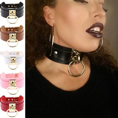Night Club Muži Ženy Ring Přívěsek Límec Umělá kůže Choker Punk Náhrdelník