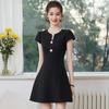 Bailuyu Elegant Round Neck Short Sleeve A-Line Midi Dress
