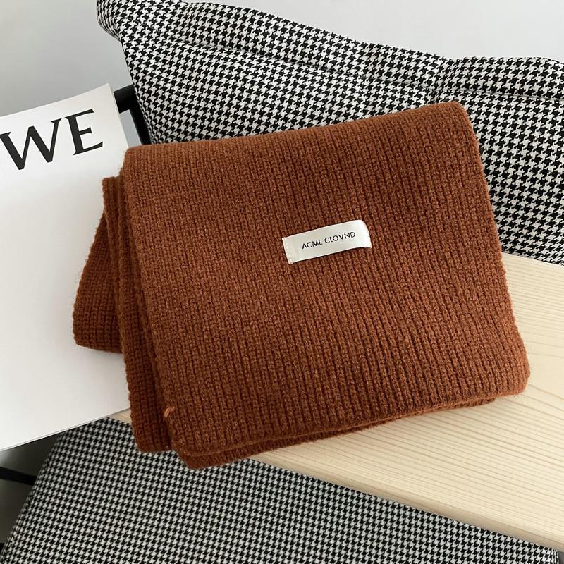 Solid Color Scarf Knitted Scarf for Women Korean Winter New Couple's Men's and Women's Style