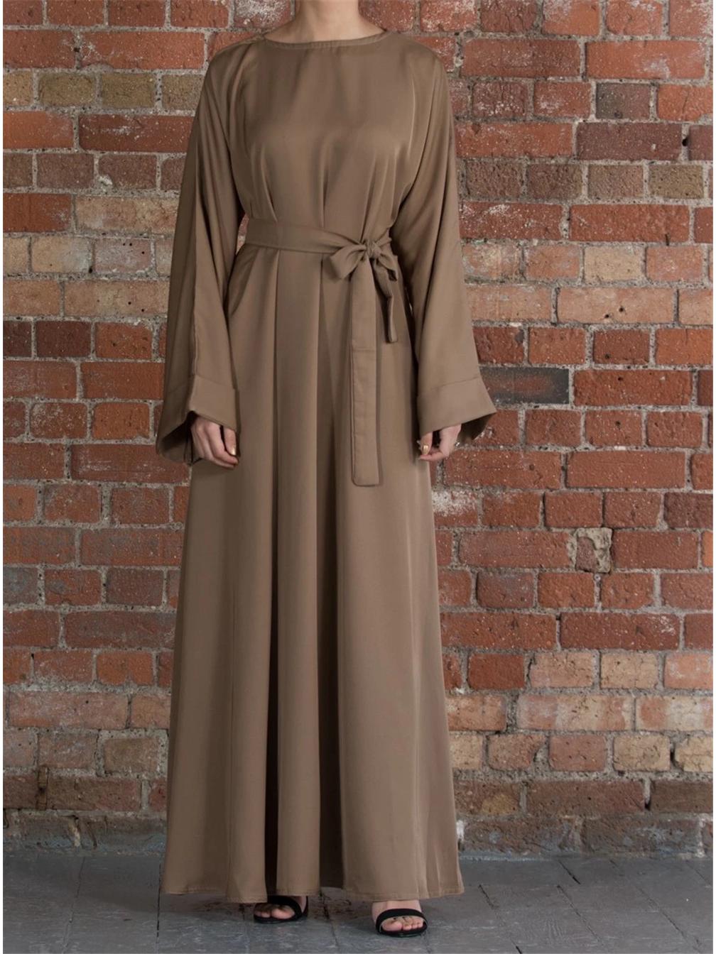

Loriya LR363 Plus Size Solid Color Long Robe Dress for Middle East & Turkey M темно-коричневого кольору
