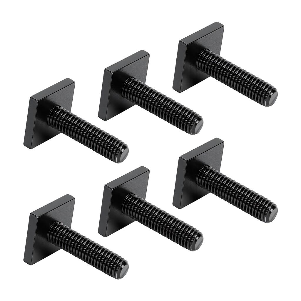 6PCS T Slot Bolts for Roof Rack Crossbar 0.79x0.79x0.16in M8*30mm Black Four Square Head T Bolts
