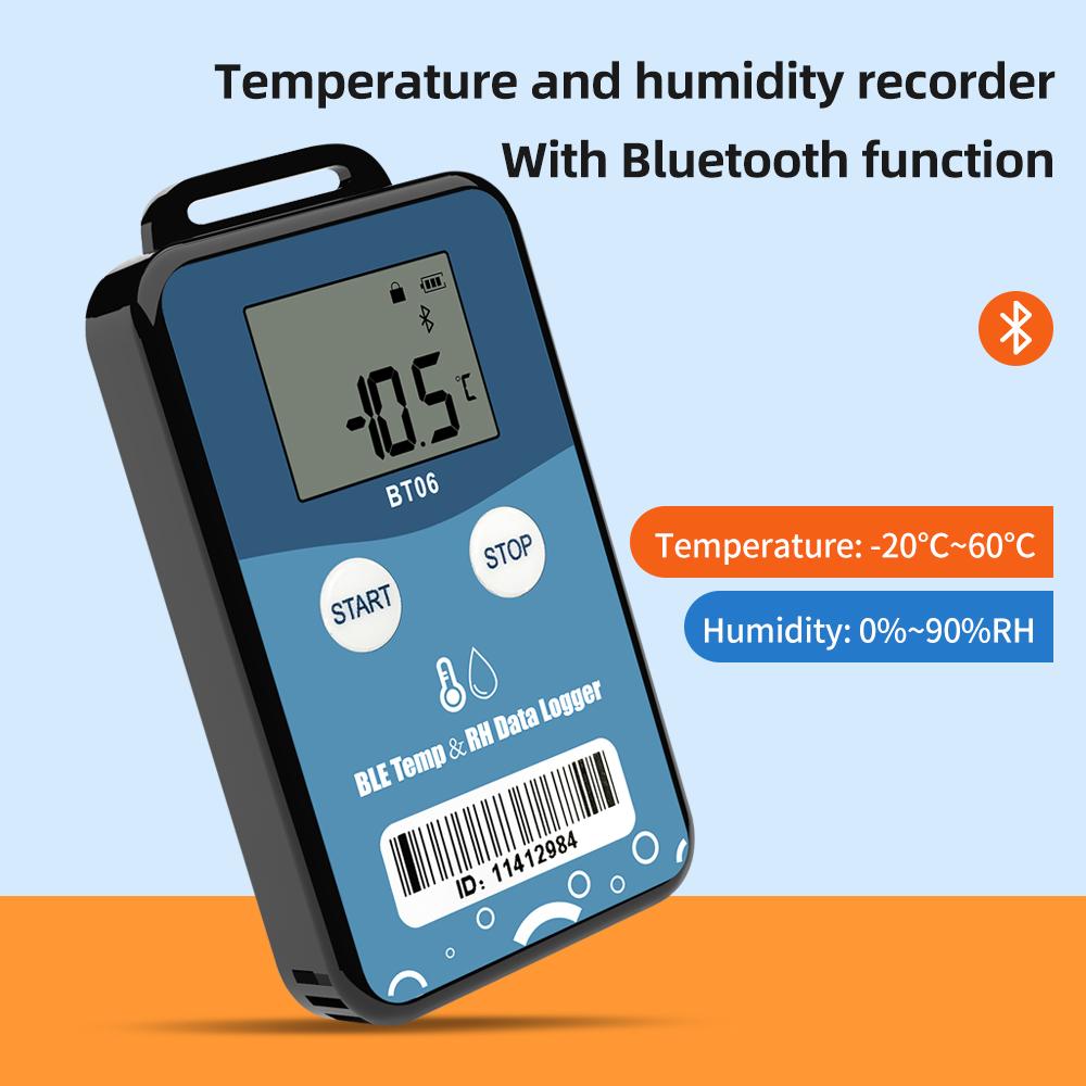 Bluetooth Temperature&Humidity Data Logger LCD Long Distance Wireless Temperature Recorder PDF Report Temp&RH Data Logger