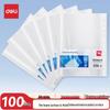 Deli 5715 11-Hole Transparent Document Sleeves, 100-Count