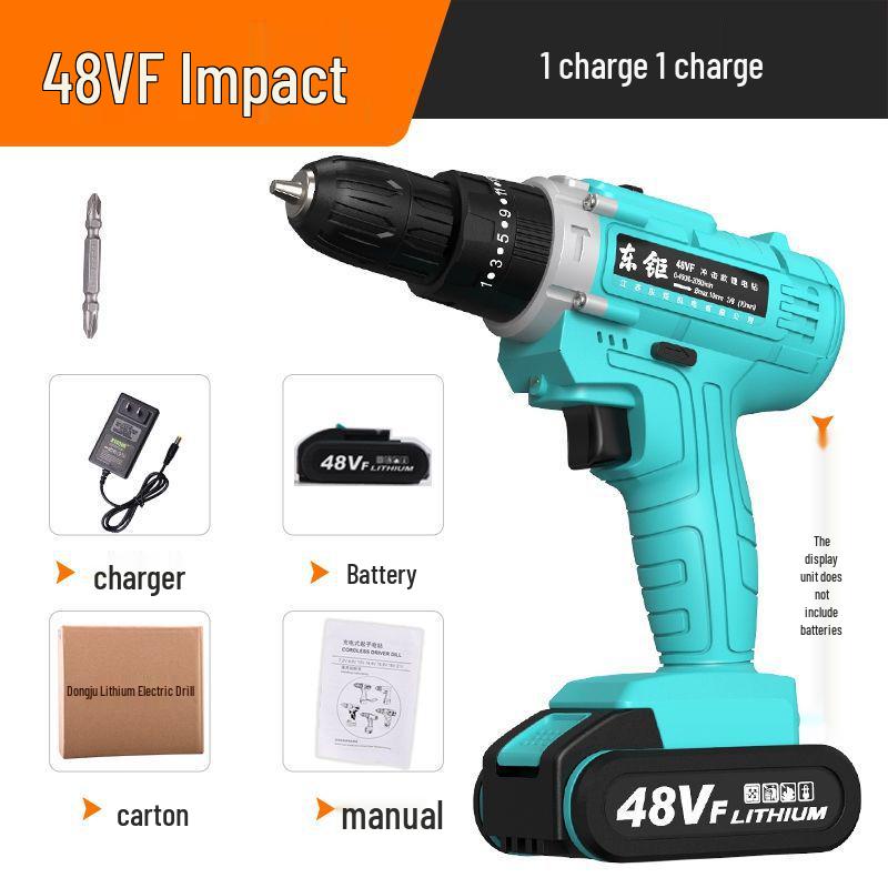 German Dual-Speed Lithium Battery Drill: Industrial-Grade, Electric Screwdriver, Hand Drill, Impact Drill for Household Use.