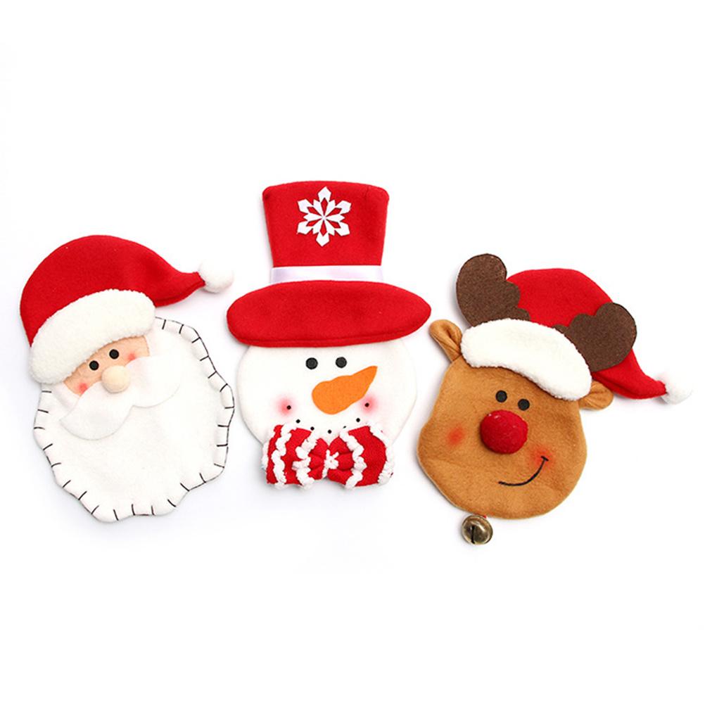 3Pcs Christmas Santa Cloth Tableware Covers Colorful Tableware Cover Party Decoration Gift Christmas Decoration