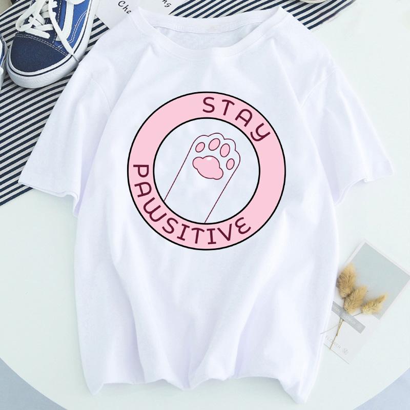 Women Dog Paw Print Short Sleeve Fashion Printed Summer Lady Womens Clothing Tops T-Shirt Shirt Tees Female T Shirt