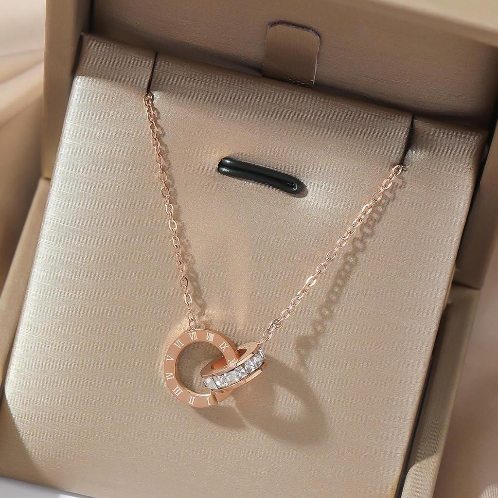 Women's Zircon-Inlaid Titanium Steel Slim Waist Necklace - Stylish & Versatile Collarbone Chain
