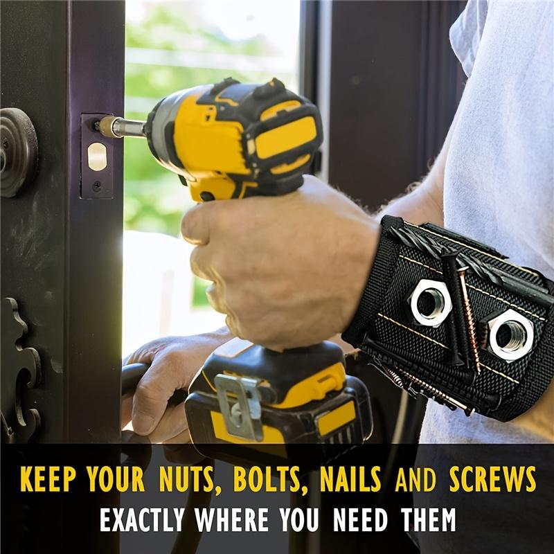 

Магнитный браслет для удержания винтов, гвоздей, сверл, держателей для запястья, ремни с сильными магнитами, крутые гаджеты для мужчин и женщин чёрный