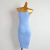 French Style New Arrival Pure Color U Collar Sexy Open Back Knitting Sling Dress Women's Waist Slim Looking Mid Length Long Length Bodycon Dress