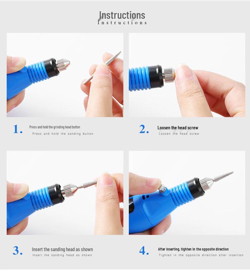 Pen-type Electric Nail File Set with EU/US Plug for Home or Salon Use