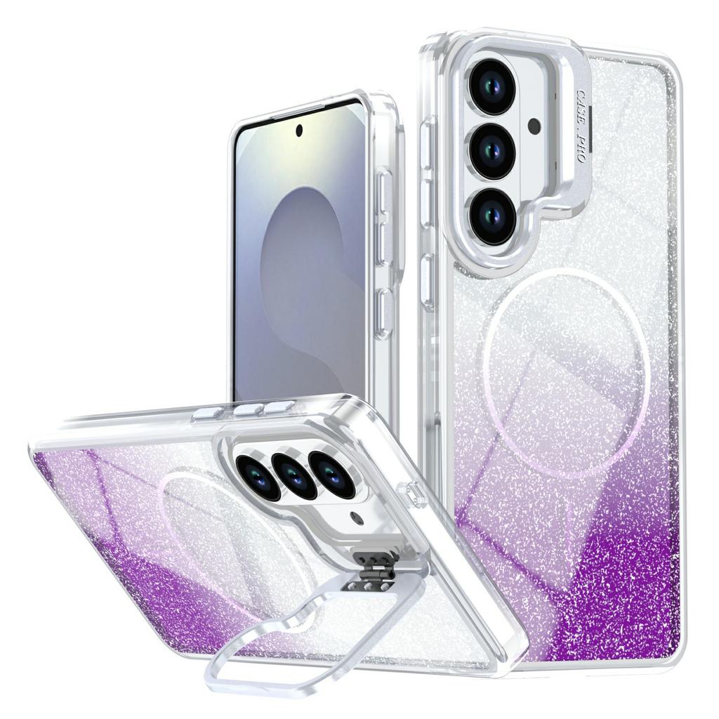 For Samsung Galaxy S26+ Magnetic Case Gradient Glitter Shockproof TPU PC Phone Cover
