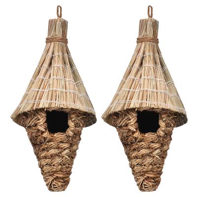 Hand Woven Hummingbird House Outside Bird Hut Hummingbird Houses Nest Grass Hanging
