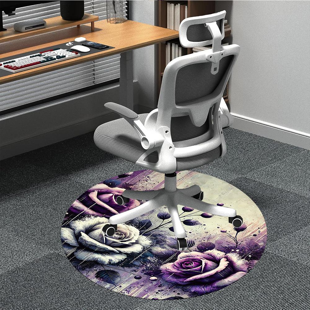 

1pc Floral Abstract Office Round Area Rug, Indoor Mat Suitable ForOffice, Under Office Chairs Bedroom Living Room Home Decor, Room Decot034 80cm by 80cm
