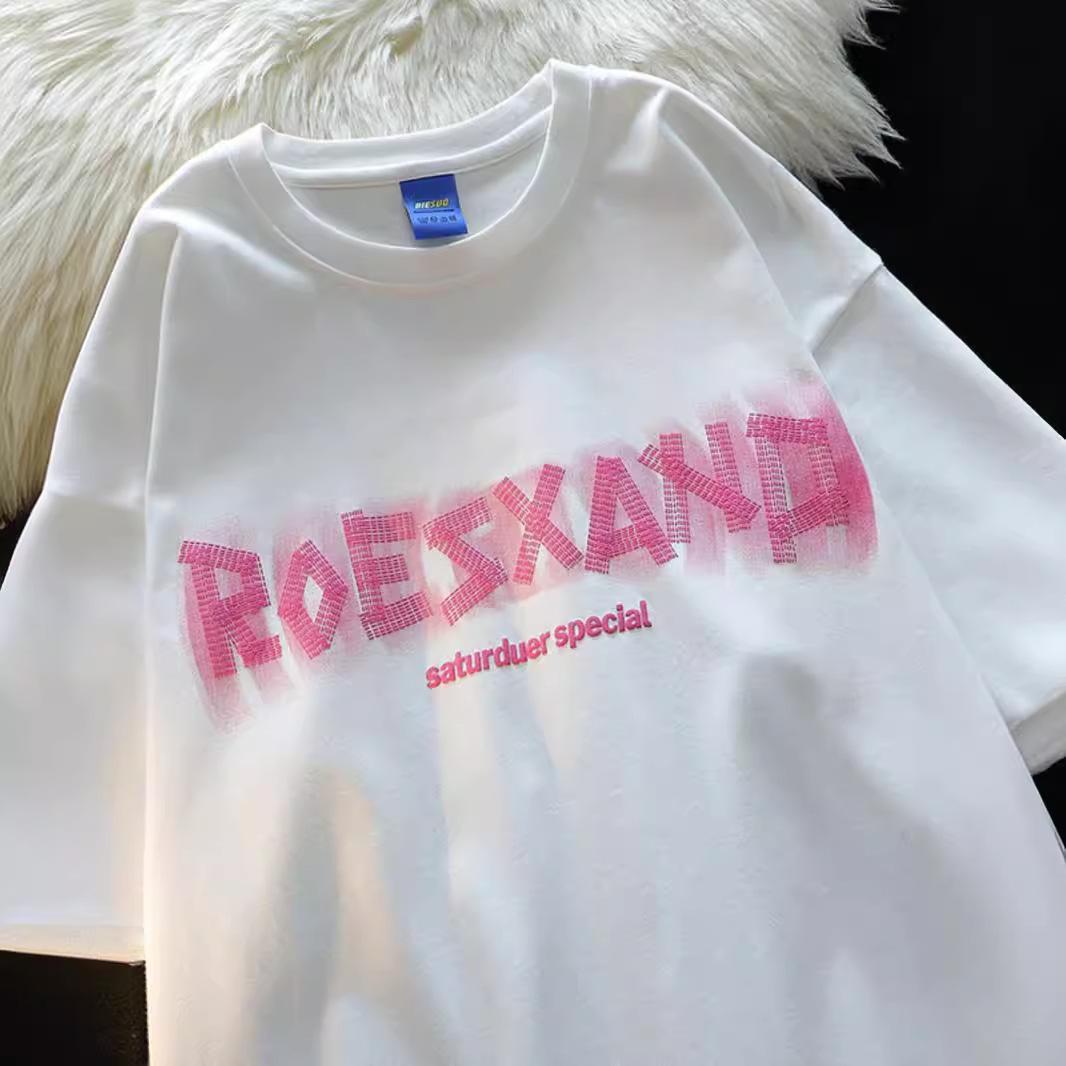 

Футболка Trendy American Oversize для женщин в стиле хип-хоп на лето - короткий рукав, свободный крой, универсальный стиль 5XL белый