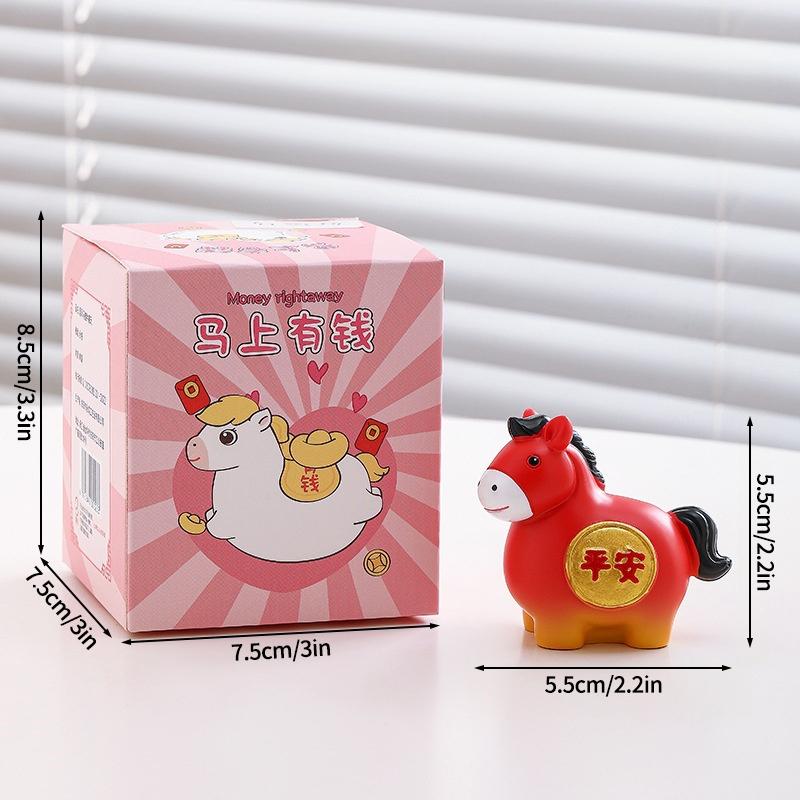 2026 New Year Resin Pony Decoration Ornament Mini Car Desktop Ornament New Year Birthday Blessing Gift Spring Festival Crafts