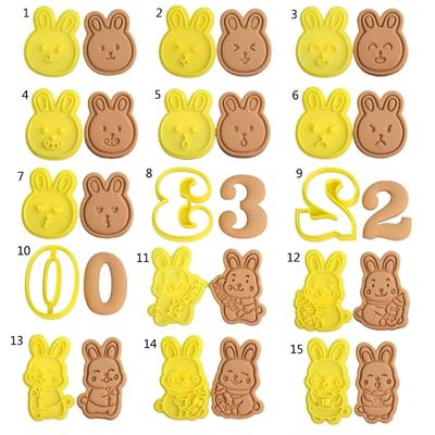 Cartoon Cute Rabbit Cookie Cutters Holiday Biscuit Fondant Cookie Stamps