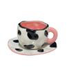 Creative And Cute Hand-Painted Cow Pattern Ceramic Cup And Saucer Hand-Squeezed Irregular Coffee Cup And Saucer Afternoon Tea Cup And Saucer Set